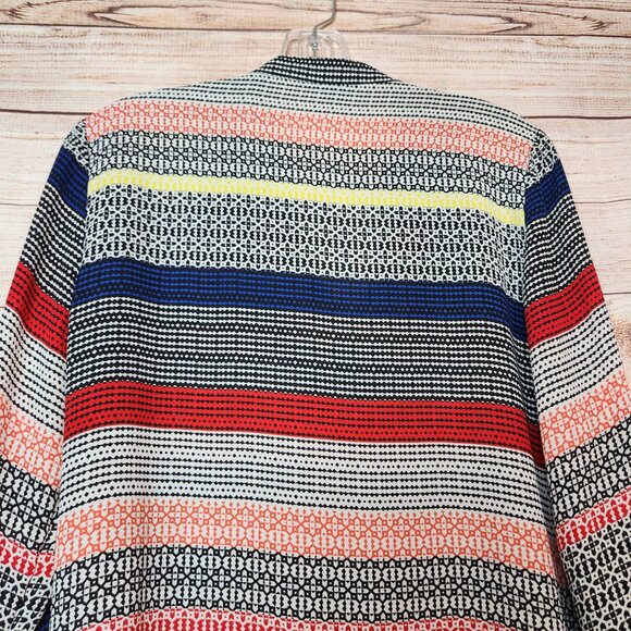 Vince Camuto Size S Striped V Neck Casual Top Long Sleeve Red White Blue Stripes - Picture 10 of 13